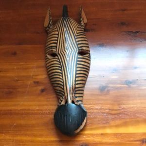 NWOT Wood Zebra mask